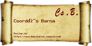 Csordás Barna névjegykártya