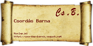 Csordás Barna névjegykártya