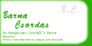 barna csordas business card